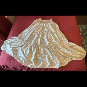 Silver Free People Moonbeam Tiered Ruffle skirt- silver maxi skirt
